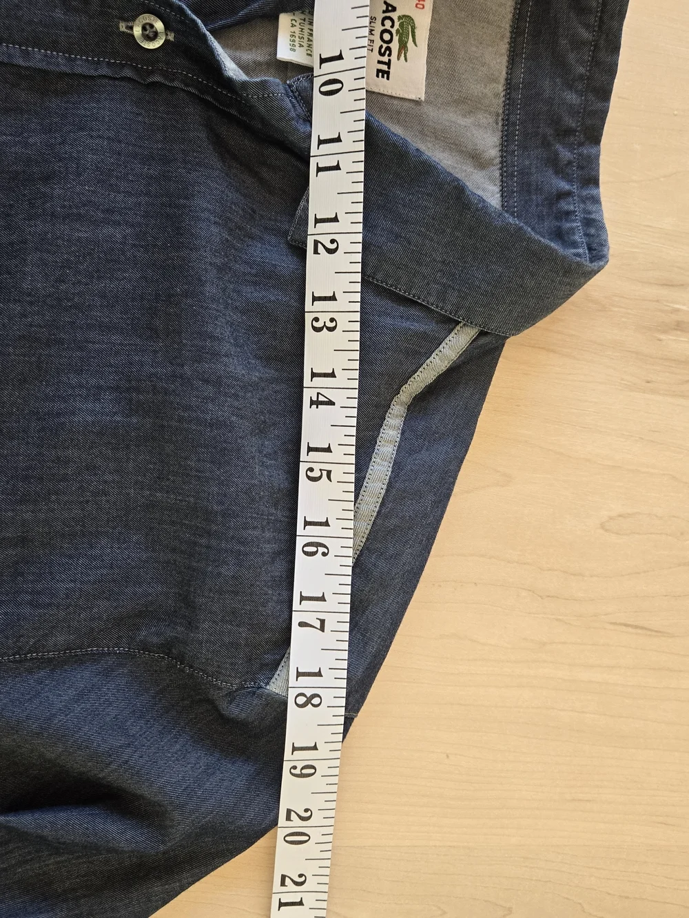 LACOSTE Dark Blue Chambray Button-Up Shirt - Picture 10 of 12